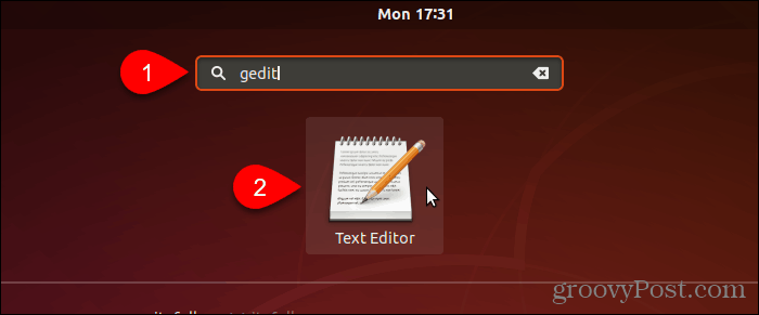 Keresse meg és nyissa meg a gedit alkalmazást Ubuntun