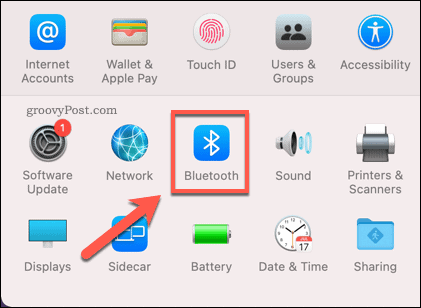 A Bluetooth beállítások menü megnyitása Mac gépen
