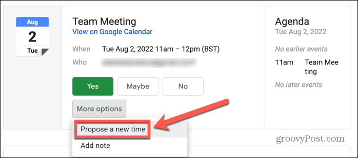 google naptár gmail új időpontot javasol