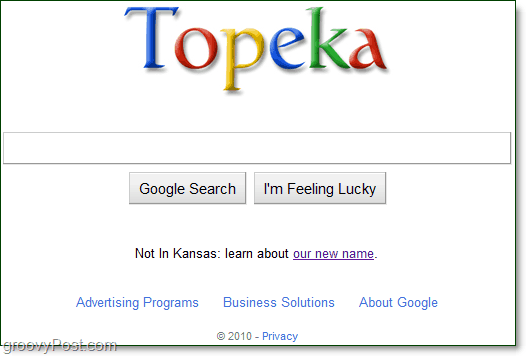 google az új topeka logóval a kezdőlapunkon