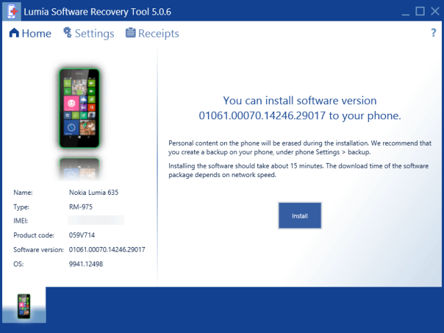 Lumia helyreállítási eszköz, Windows 10 telefonokhoz