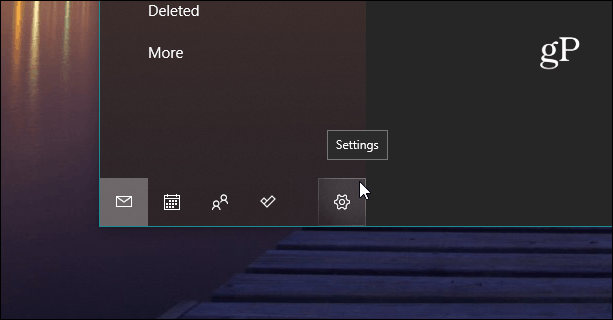 Beállítások gomb Windows 10 Mail alkalmazás