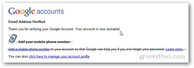 A Google Fiók e-mail címe ellenőrizve