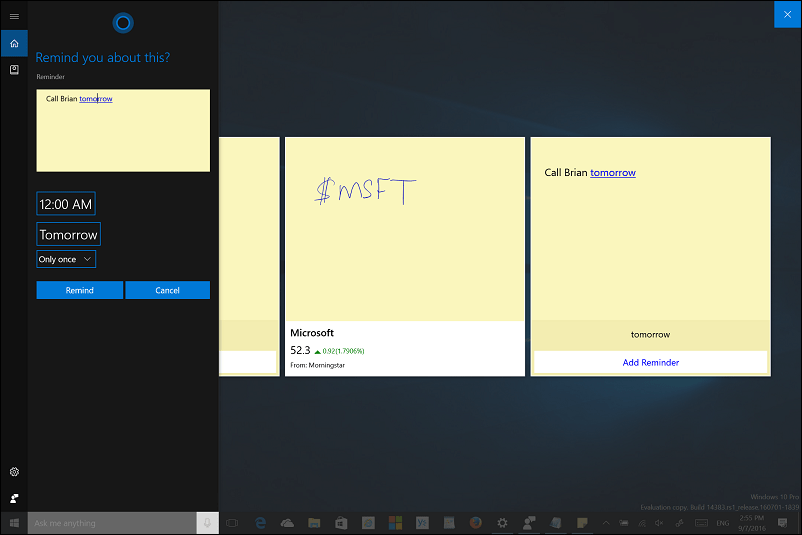 Windows 10 évforduló frissítési tipp: Használja a Tintát cetlik és Cortana fájlokkal