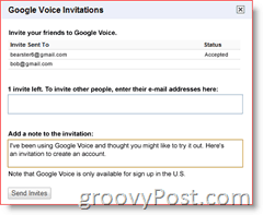 Google Voice Invitation Screenshot