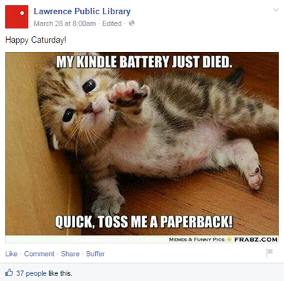 lawrence nyilvános könyvtár facebook bejegyzése