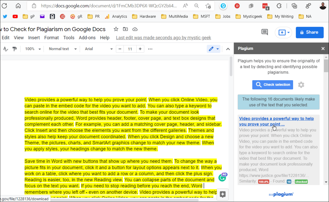 A plágium ellenőrzése a Google Dokumentumokban