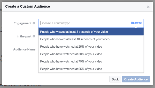 Hozzon létre egyéni közönséget azok közül, akik legalább három másodpercet megnéztek egy előző videót.