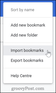 Könyvjelzők importálása a Chrome-ba