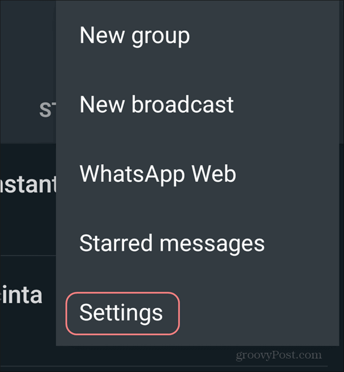 Törölje a WhatsApp-fiók beállításait