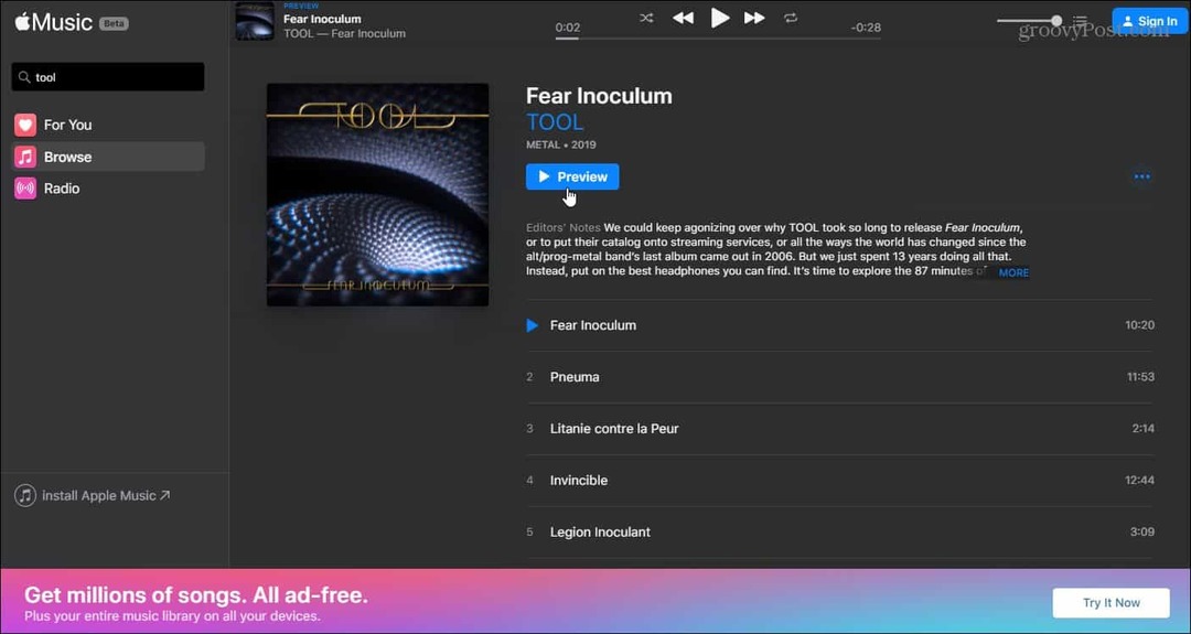 Az Apple elindítja a webes verziót az Apple Music Service számára