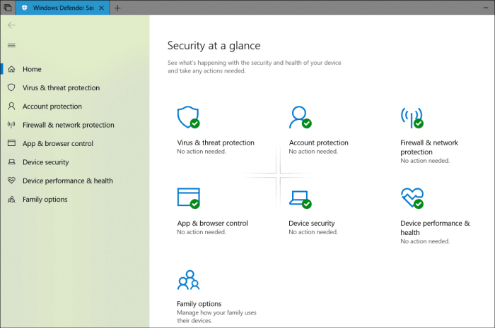 A Windows Defender biztonsági központ folyékony tervezési frissítése
