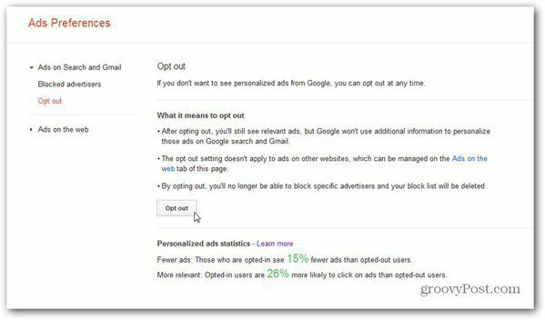 A google hirdetési beállítások kezelője letiltja a gmail keresést