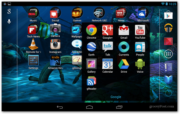 Android Nexus 7 kezdőképernyő