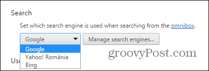 A Chrome keresési szolgáltatója