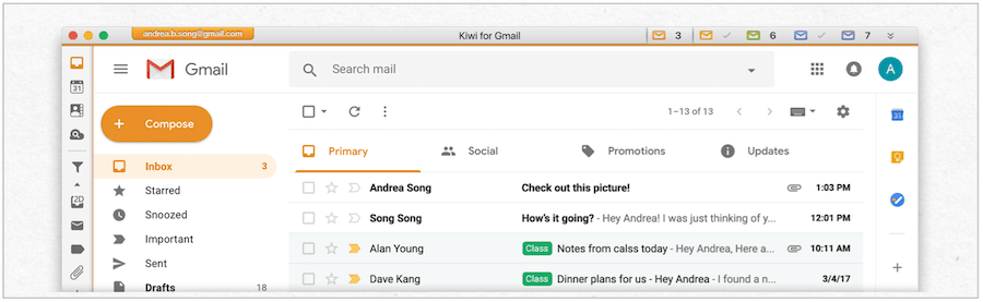 Kiwi a Gmailhez