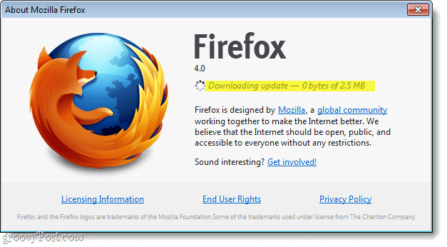 A Firefox 4 kézi frissítése