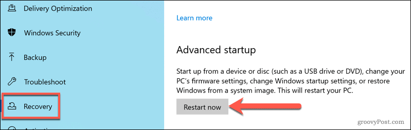 Indítsa újra a Windows Advanced Startup options menüjébe