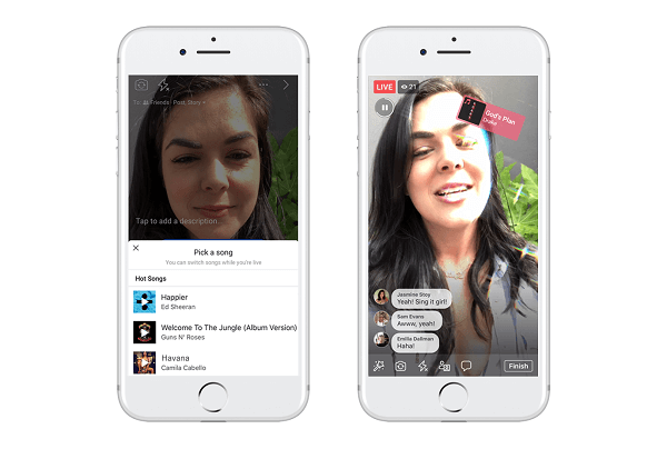 A Facebook teszteli a Lip Sync Live új funkciót, amelynek célja, hogy a felhasználók kiválasszanak egy népszerű dalt, és úgy tesznek, mintha azt énekelnék egy Facebook Live közvetítésen.
