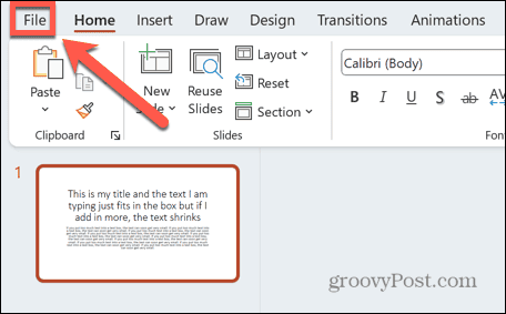 powerpoint fájl menü