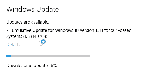 A Windows 10 összesített frissítése KB3140768