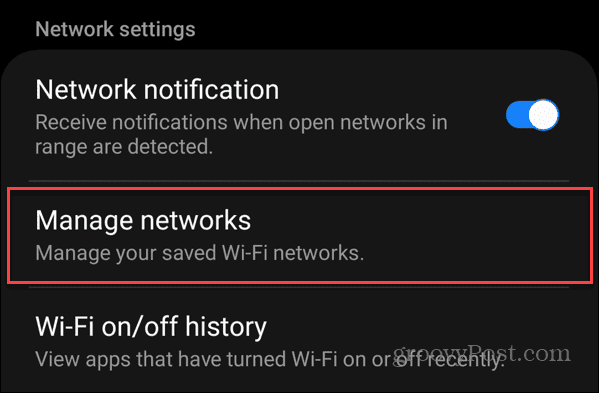 felejtse el a Wi-Fi kapcsolatot Androidon