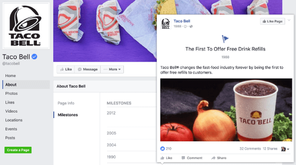 taco bell facebook oldal mérföldkő