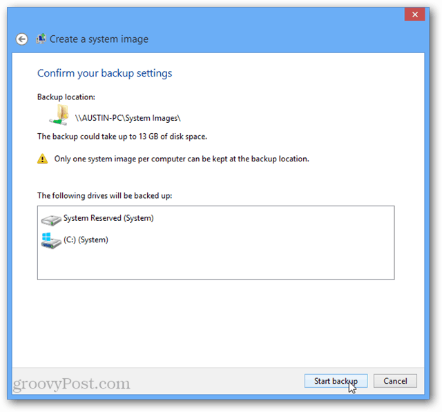 elindul a Windows 8 biztonsági mentése
