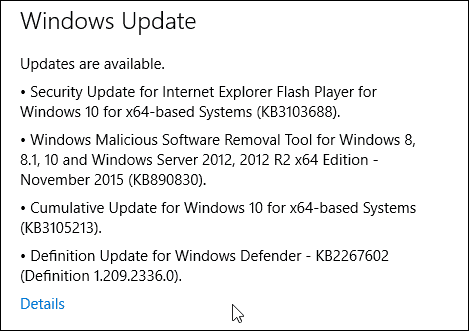 A Windows 10 frissítése KB3105213
