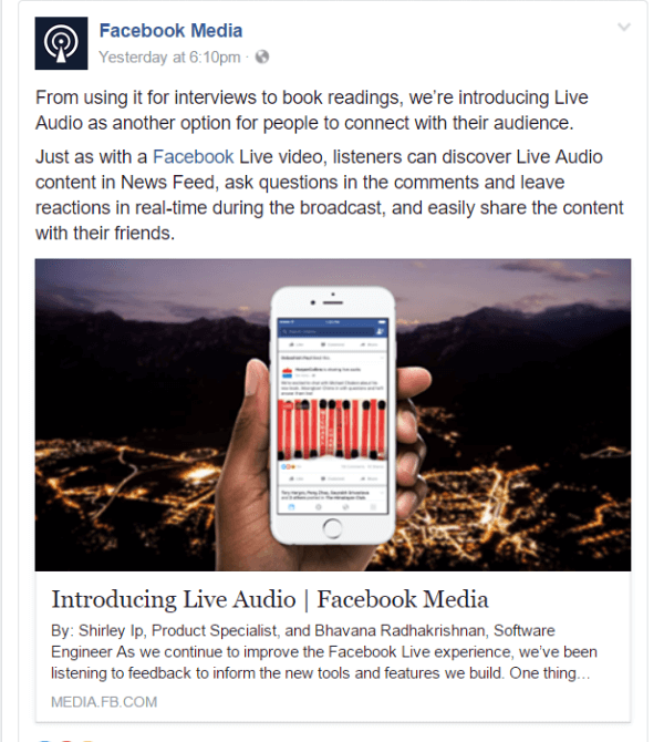 A Facebook a Live Audio segítségével új módszert vezetett be a Facebookon.