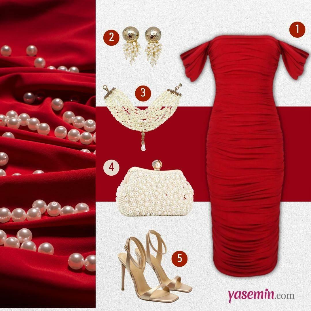 piros ruha kombináció
