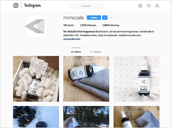 Tyler J. McCallnak volt egy Instagram-profilja egy termékhez, amelyet korábban eladott, Mr. McCall's Fine Fragrances.