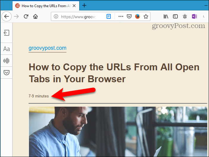 Becsült olvasási idő a Reader View alkalmazásban a Firefoxban