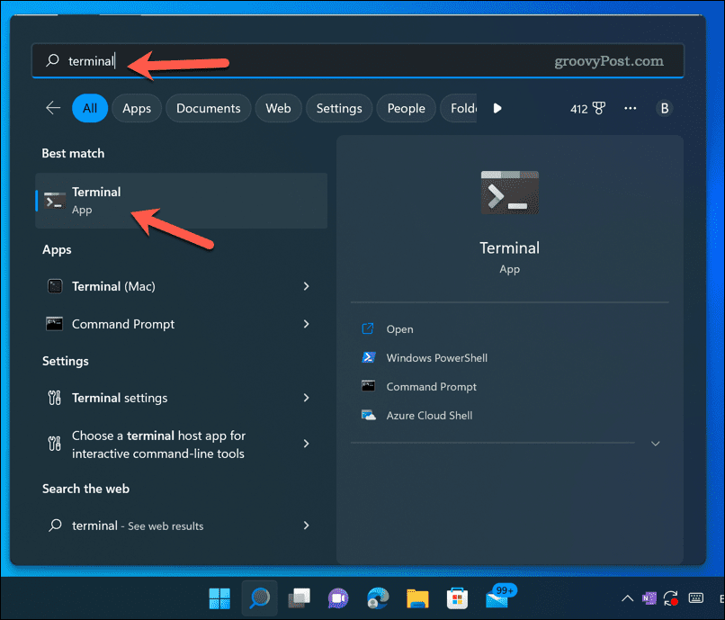 Nyissa meg a Windows 11 terminálalkalmazást