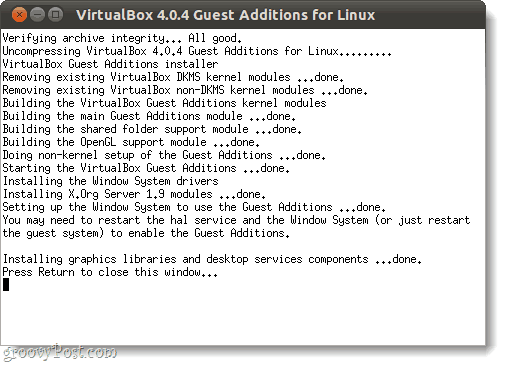 futtassa a virtualbox vendég-kiegészítéseket a linuxban