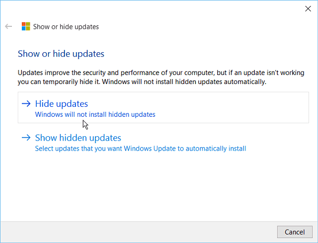 A Windows 10 frissítő eszköz elrejtése