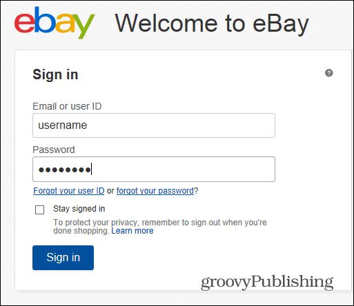 eBay jelszó megváltoztatása