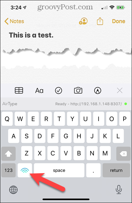 AirType szöveges billentyűzet az iPhone készüléken