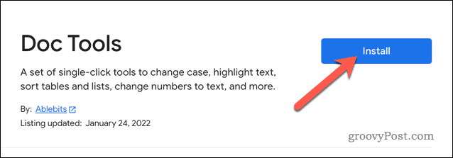 A Doc Tools bővítmény telepítése a Google Dokumentumokban