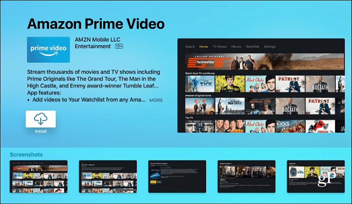 Telepítse az Amazon Prime Video Apple TV-t