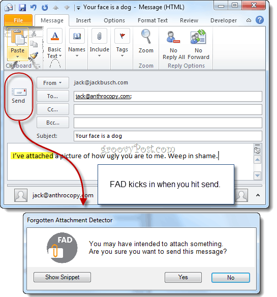 Elfelejtett csatolódetektor a Microsoft Outlookhoz