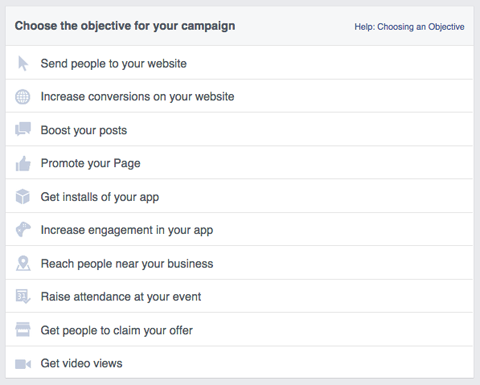 facebook hirdetési kampány célkitűzései