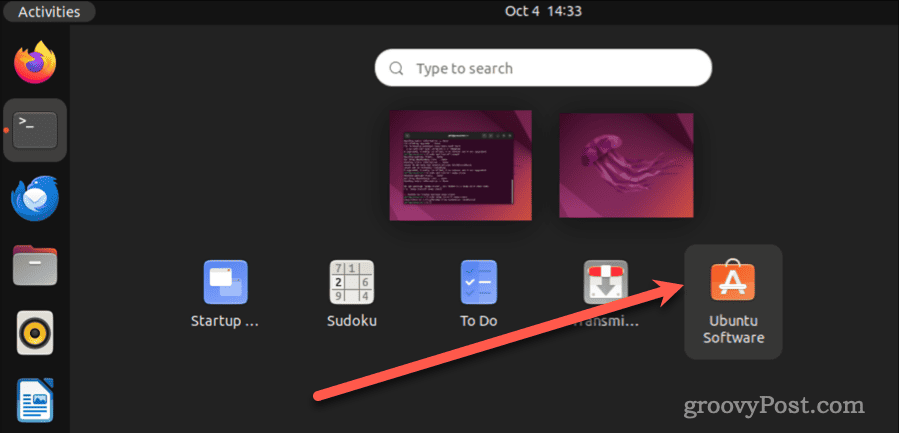 Kattintson az Ubuntu szoftverre
