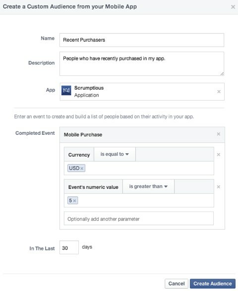 facebook egyéni közönség mobilalkalmazás
