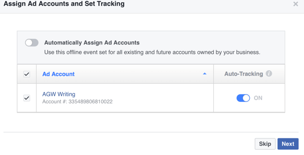 A Facebook automatikusan hozzárendelhet hirdetési fiókokat az offline eseményéhez, vagy Ön is manuálisan rendelheti hozzá.
