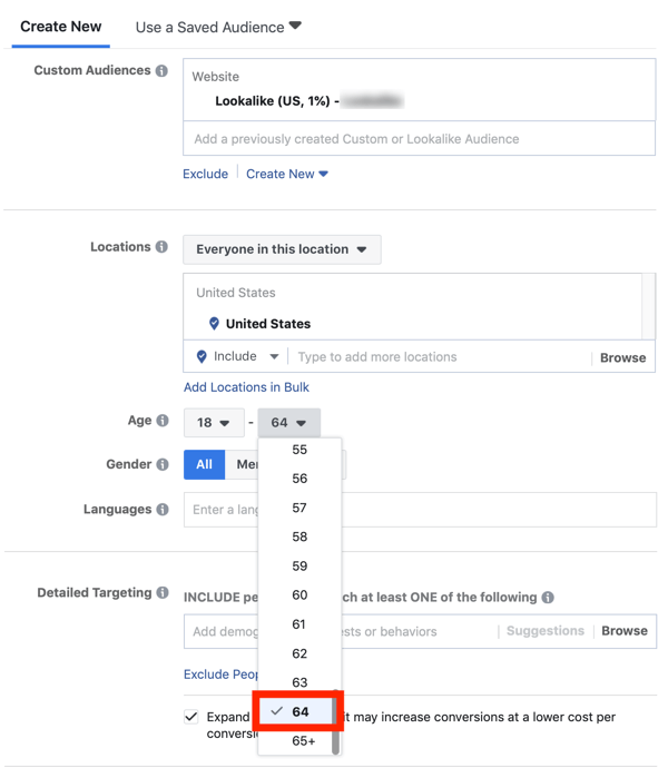 Tippek a Facebook-hirdetések költségeinek csökkentéséhez, lehetőség a közönség kor szerinti szűkítésére