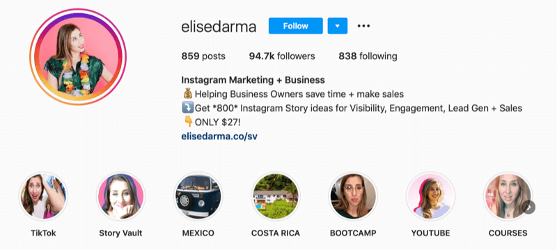 Elise Darma Instagram profilja