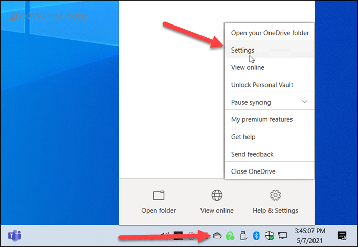 A Microsoft OneDrive beállításai