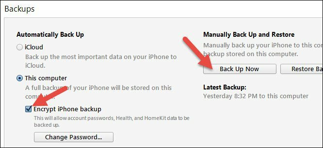 iTunes titkosított ios biztonsági másolat