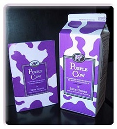 A Purple Cow első kiadása tejdobozban érkezett.